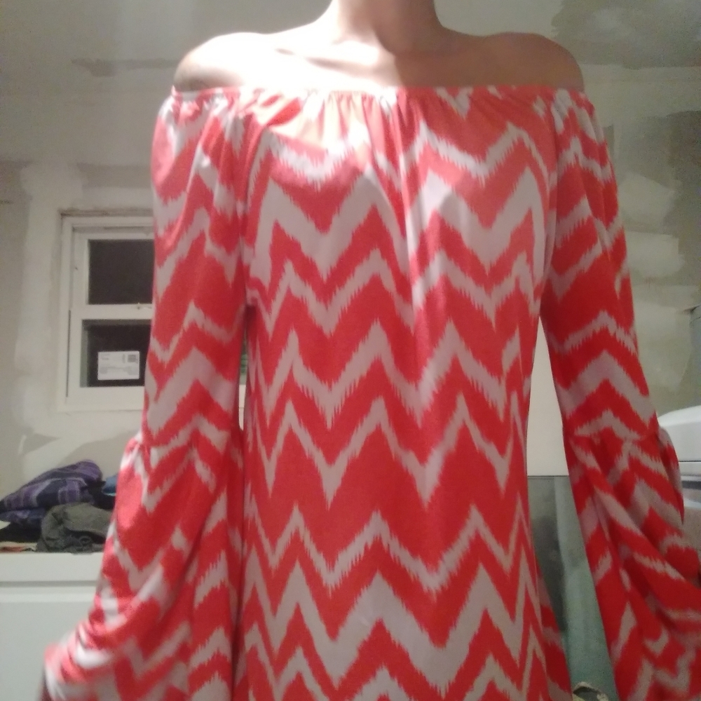 Small Coral Off the Shoulder dress